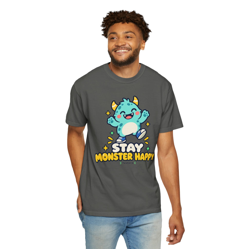 Stay Monster Happy – Cute Monster Graphic T-Shirt