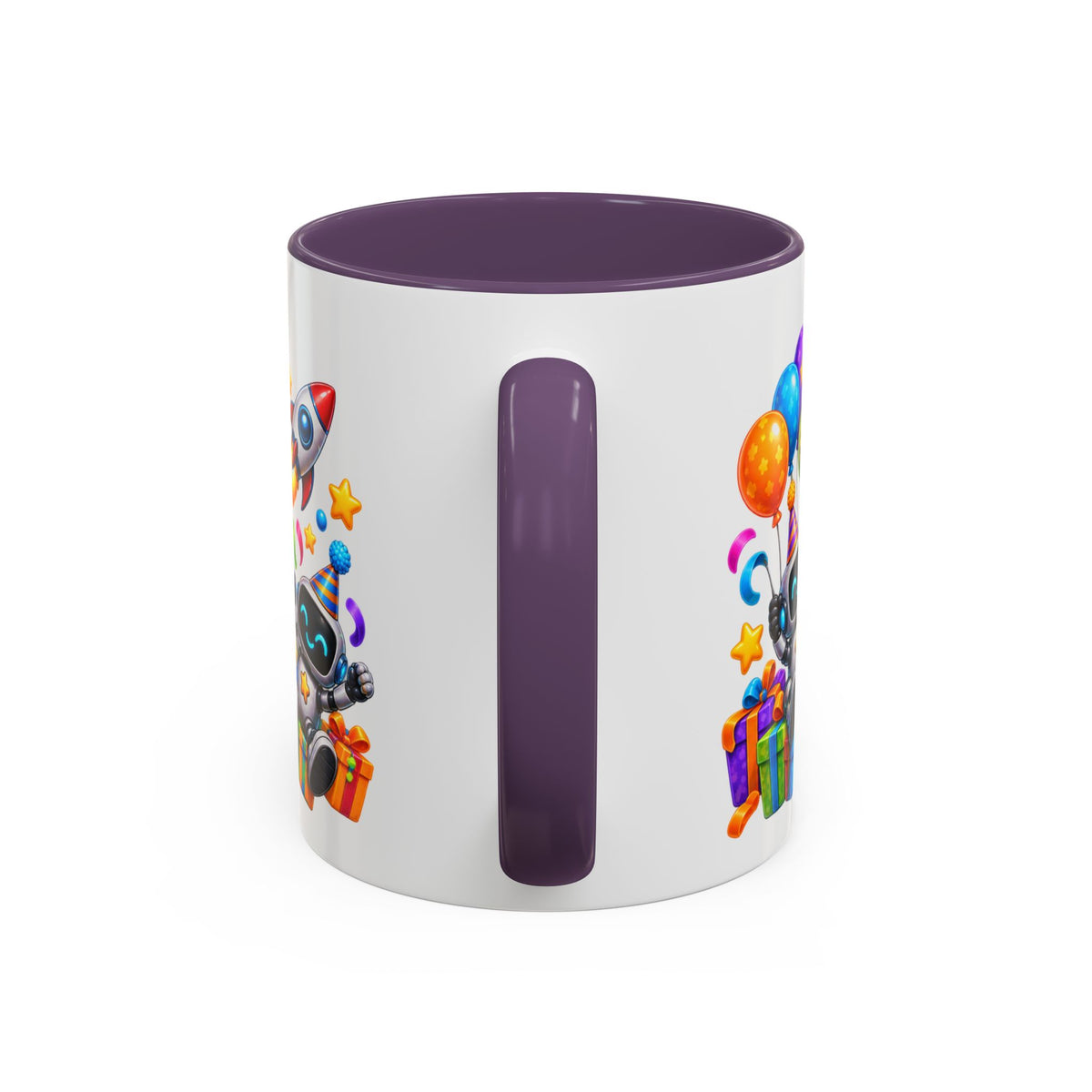 Happy Birthday Space Party Mug – Cute Aliens, Robots, UFO & Colorful 3D Birthday Design