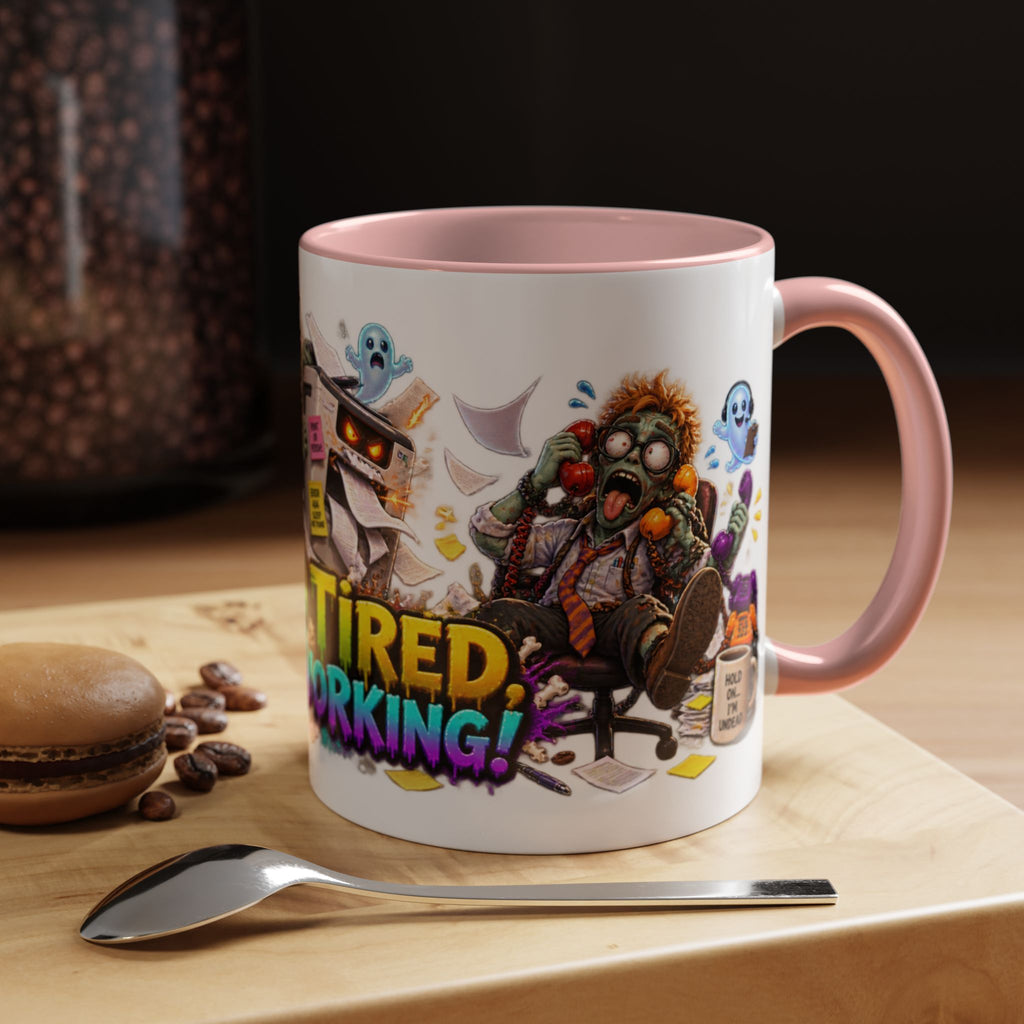 Dead Tired Still Working Zombie Office Halloween White Mug