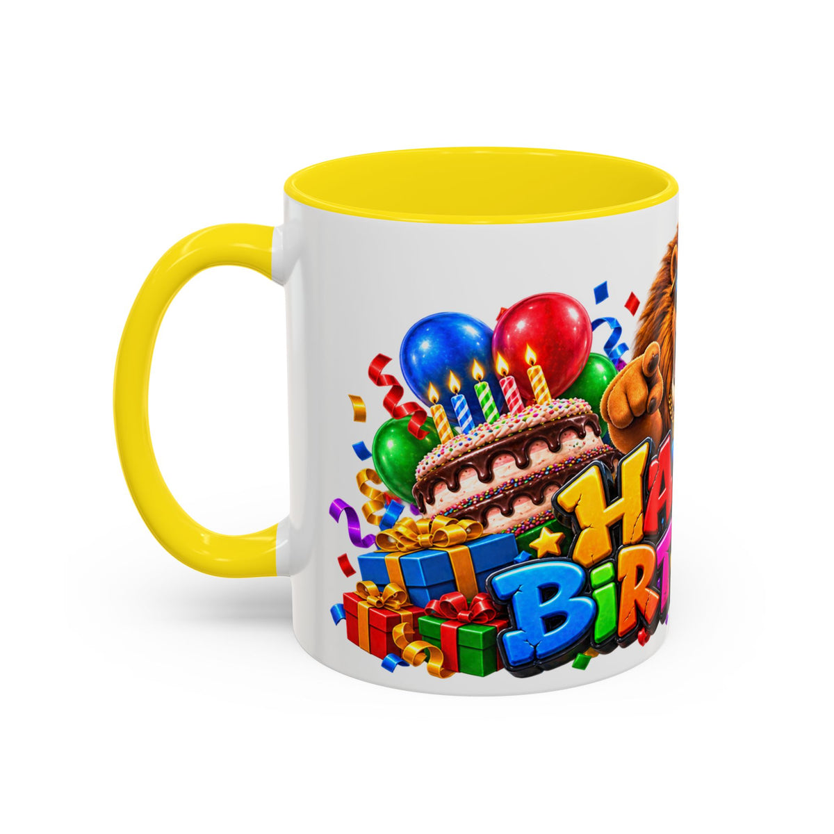 Lion Happy Birthday Mug – Colorful 3D King Celebration Design