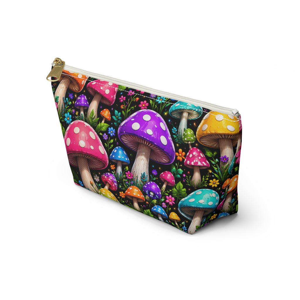Mushroom Garden Accessory Pouch — Colorful T-Bottom Cosmetic Bag