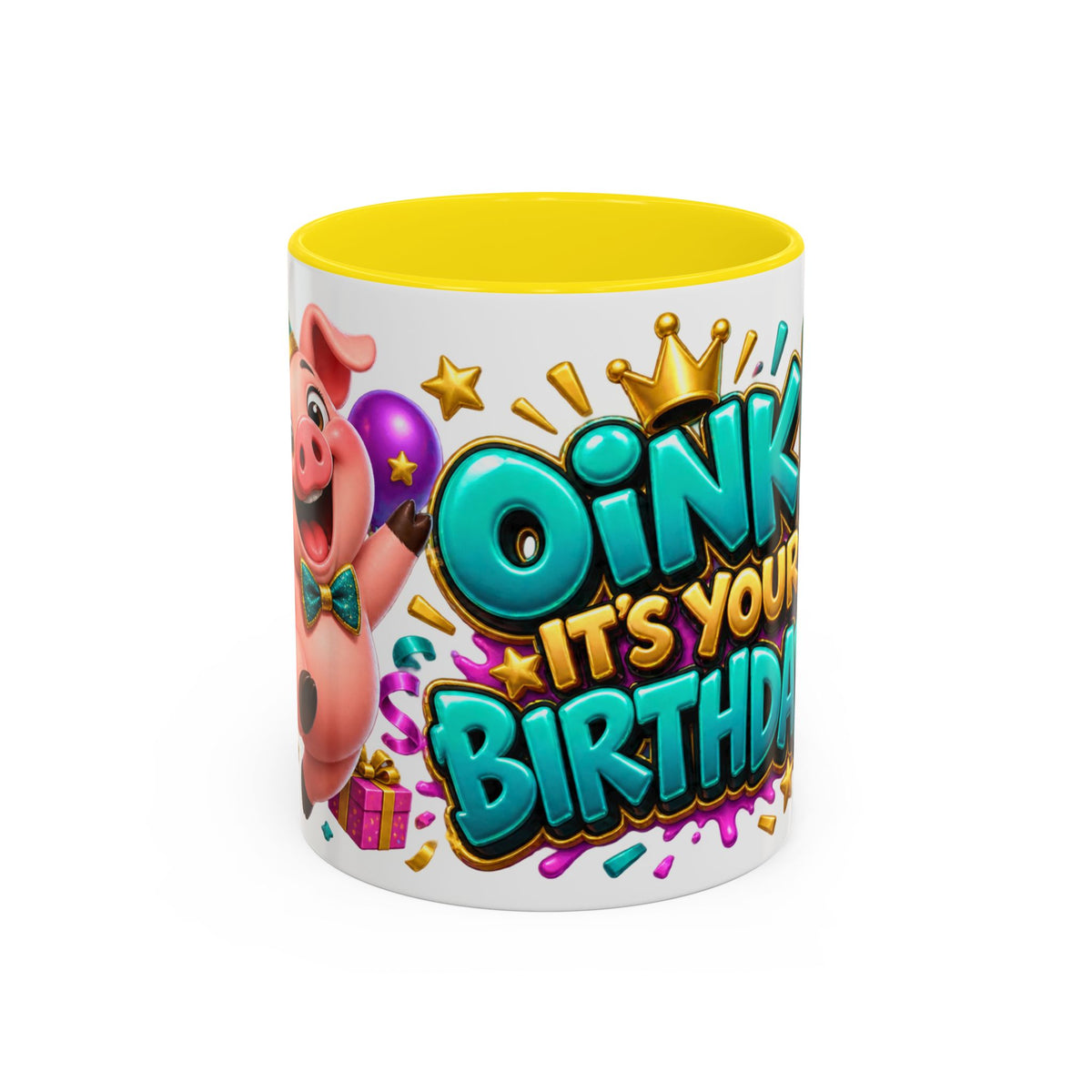 Oink! It’s Your Birthday White Mug – Cute Pig Birthday Cup, Colorful Funny Party Gift