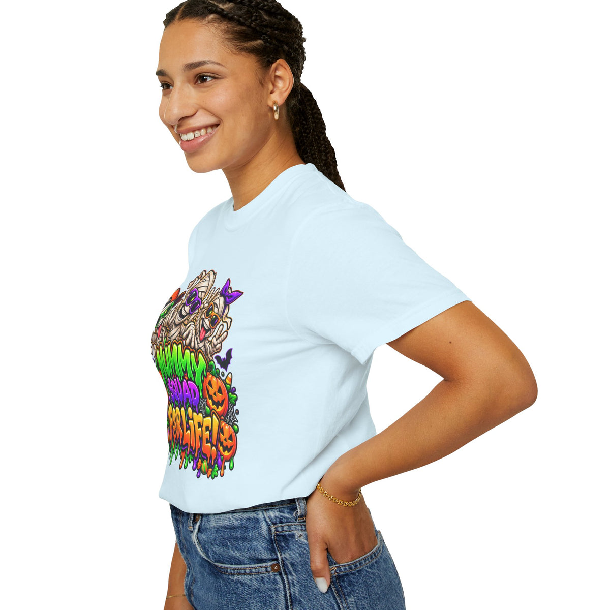 Mummy Squad For Life Halloween T-Shirt – Funny Colorful Mummy Graphic Tee