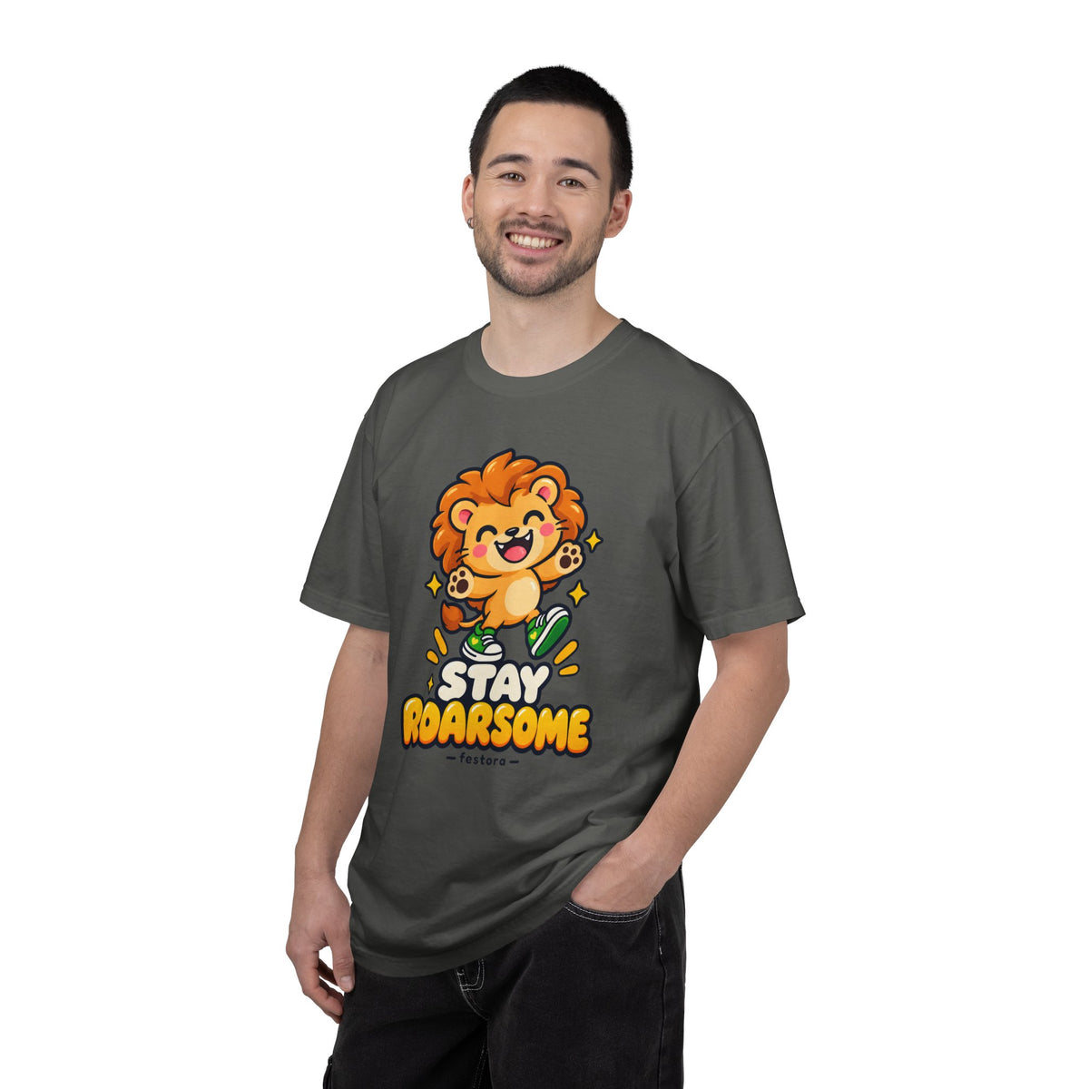 Stay Roarsome – Cute Happy Lion Graphic T-Shirt