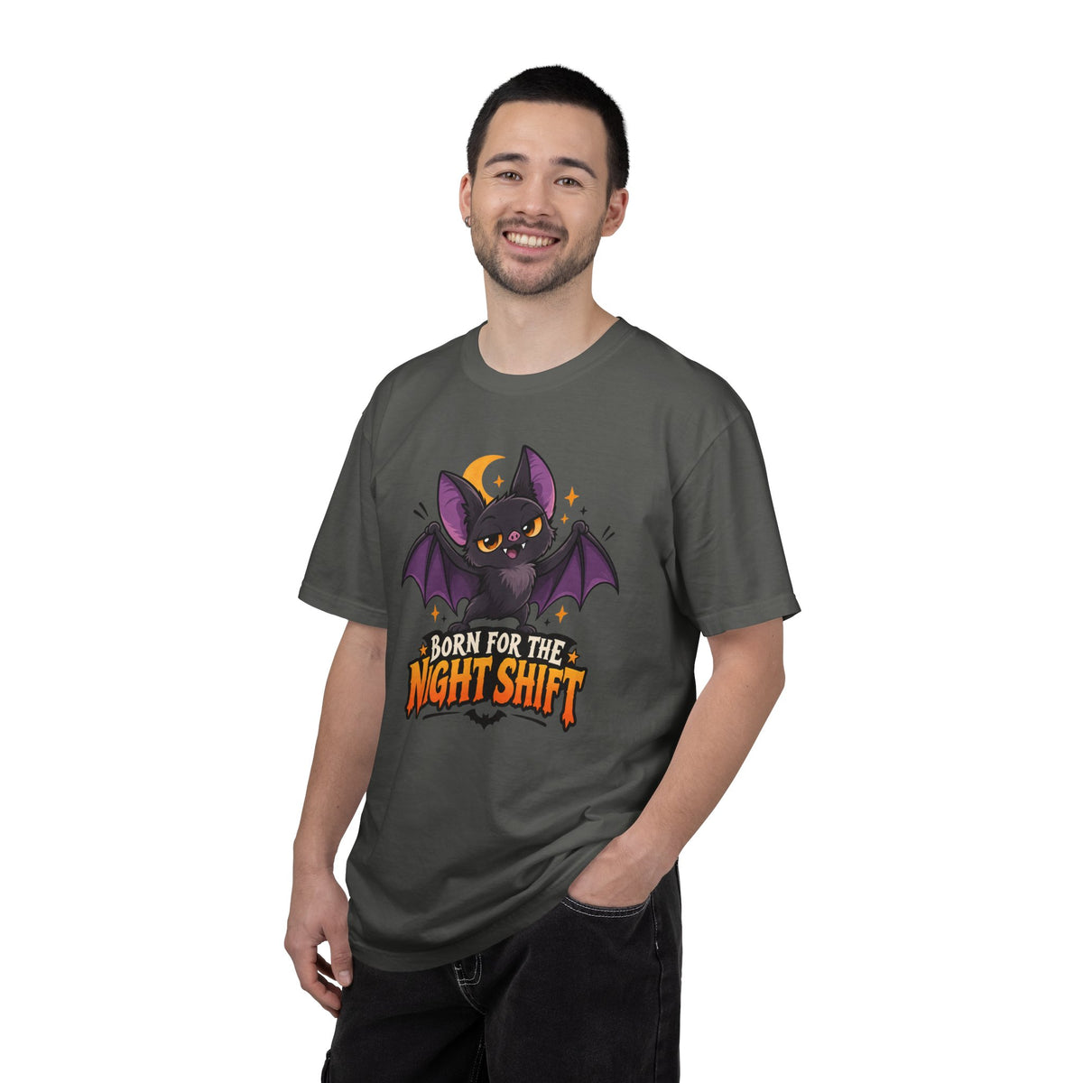 Born for the Night Shift – Cute Halloween Bat T-Shirt