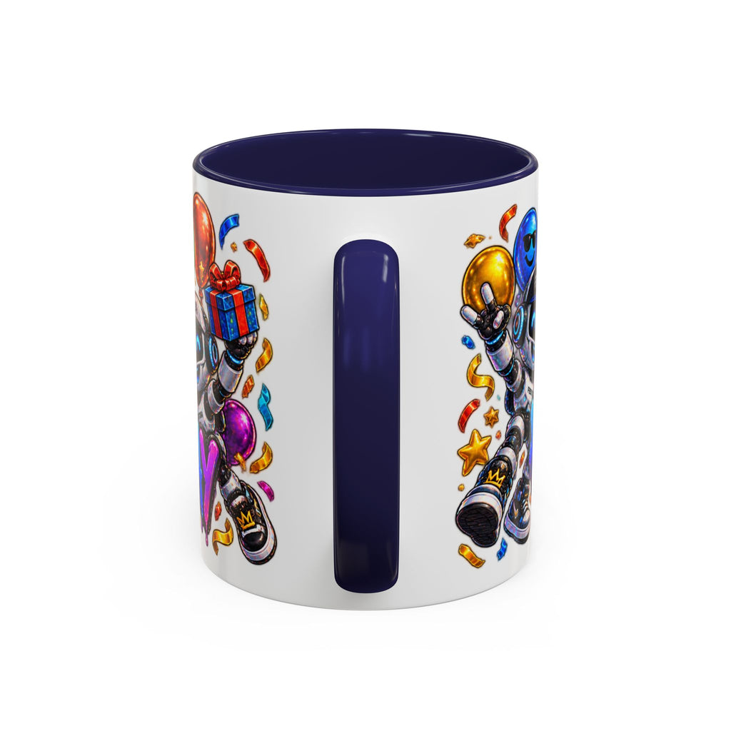 Birthday Robot Coffee Mug — Colorful Happy Birthday Accent Mug (11oz)