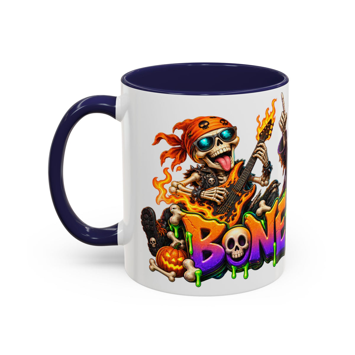Bone to Be Wild Skeleton Crew Halloween White Mug