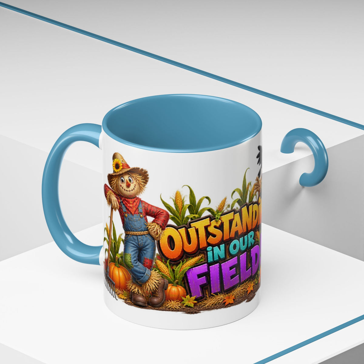 Outstanding in Our Field Funny Scarecrow Halloween White Mug