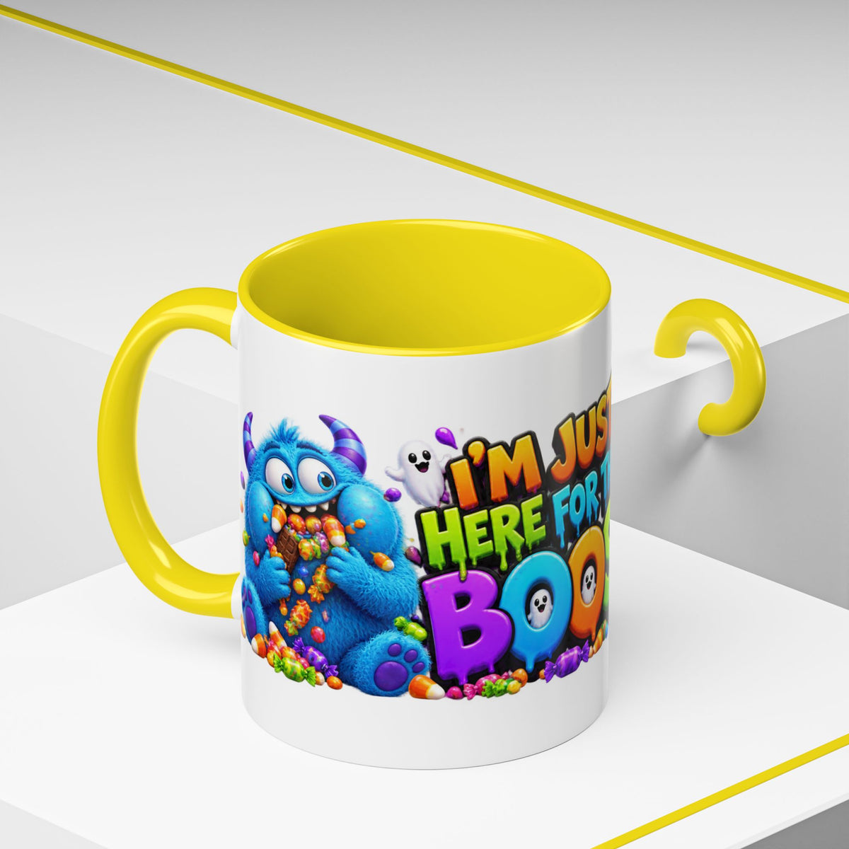 I’m Just Here for the Boos Funny Halloween Monster White Mug