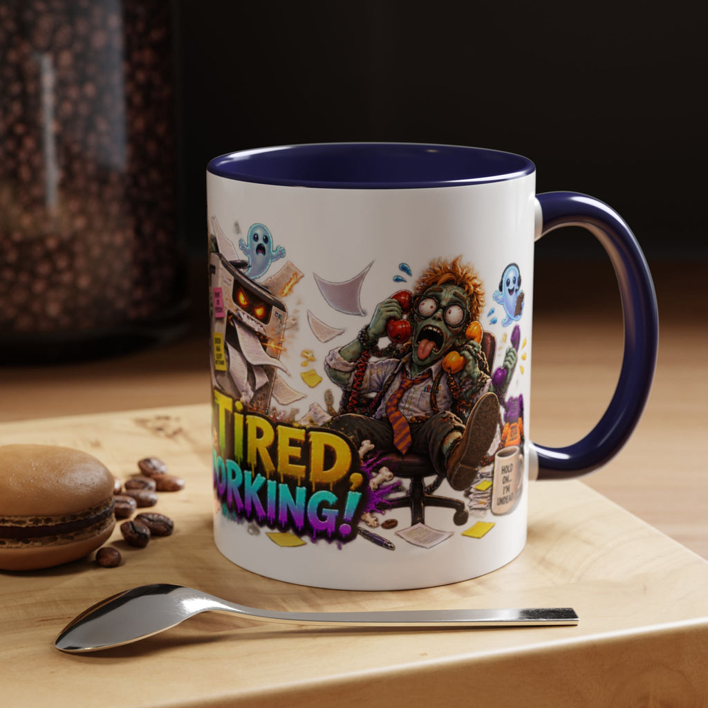 Dead Tired Still Working Zombie Office Halloween White Mug