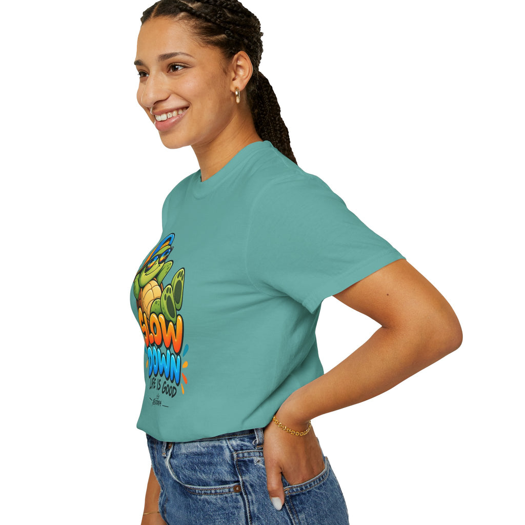 Slow Down, Life Is Good – Turtle Graphic T-Shirt | Festora Everyday