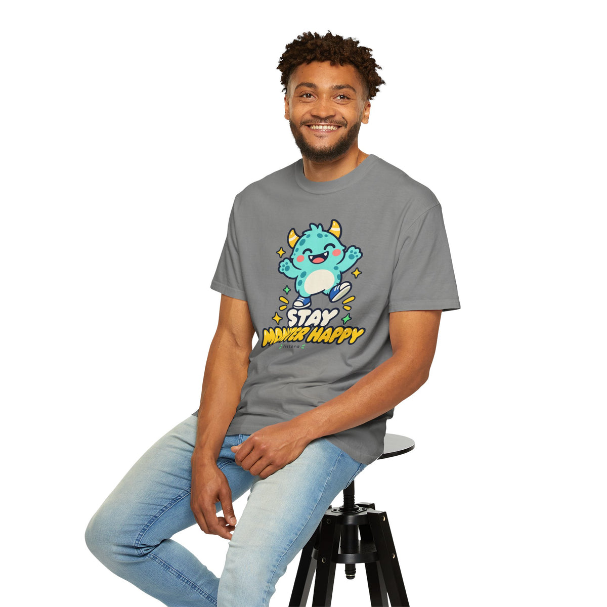 Stay Monster Happy – Cute Monster Graphic T-Shirt