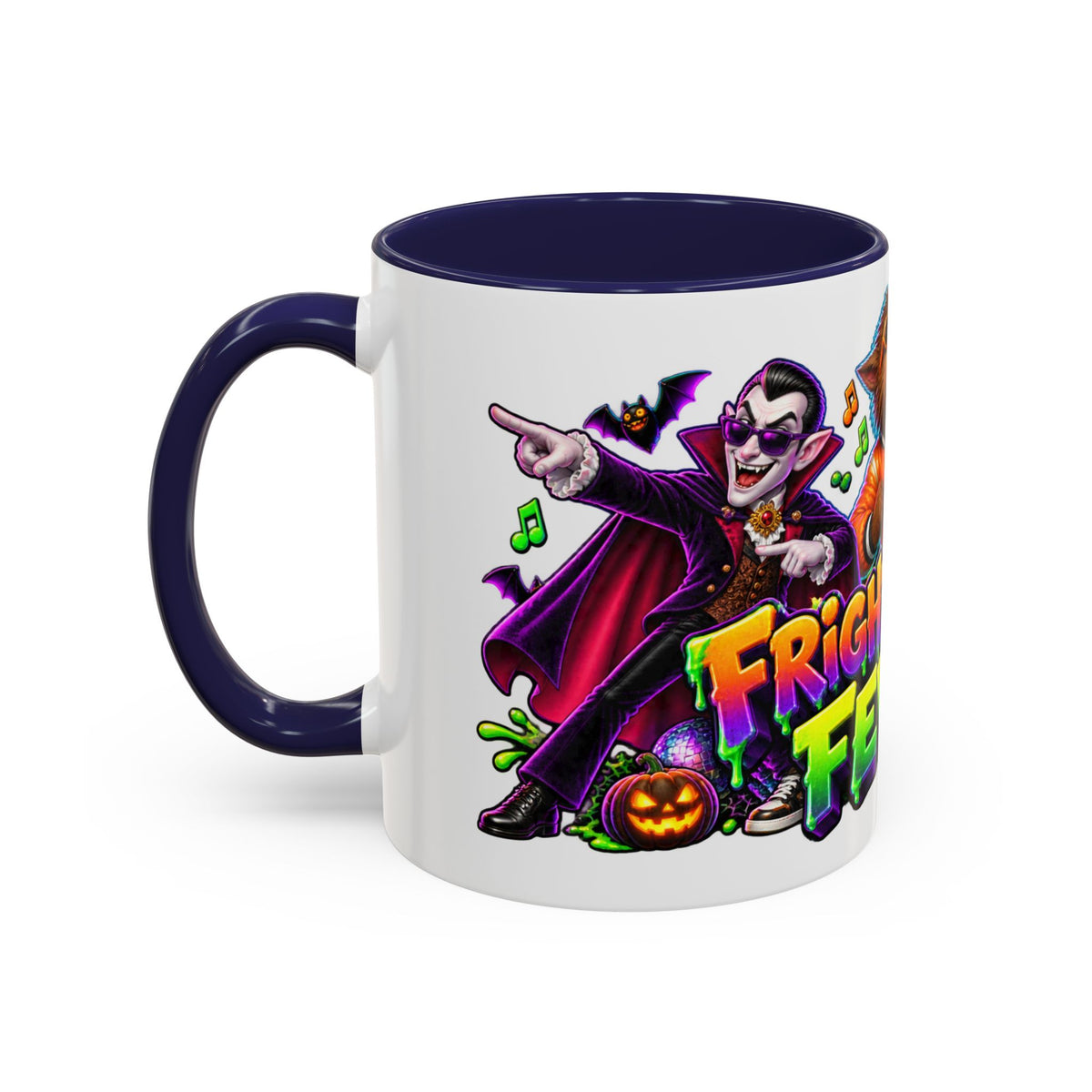 Fright Night Fever Dancing Monsters Halloween White Mug