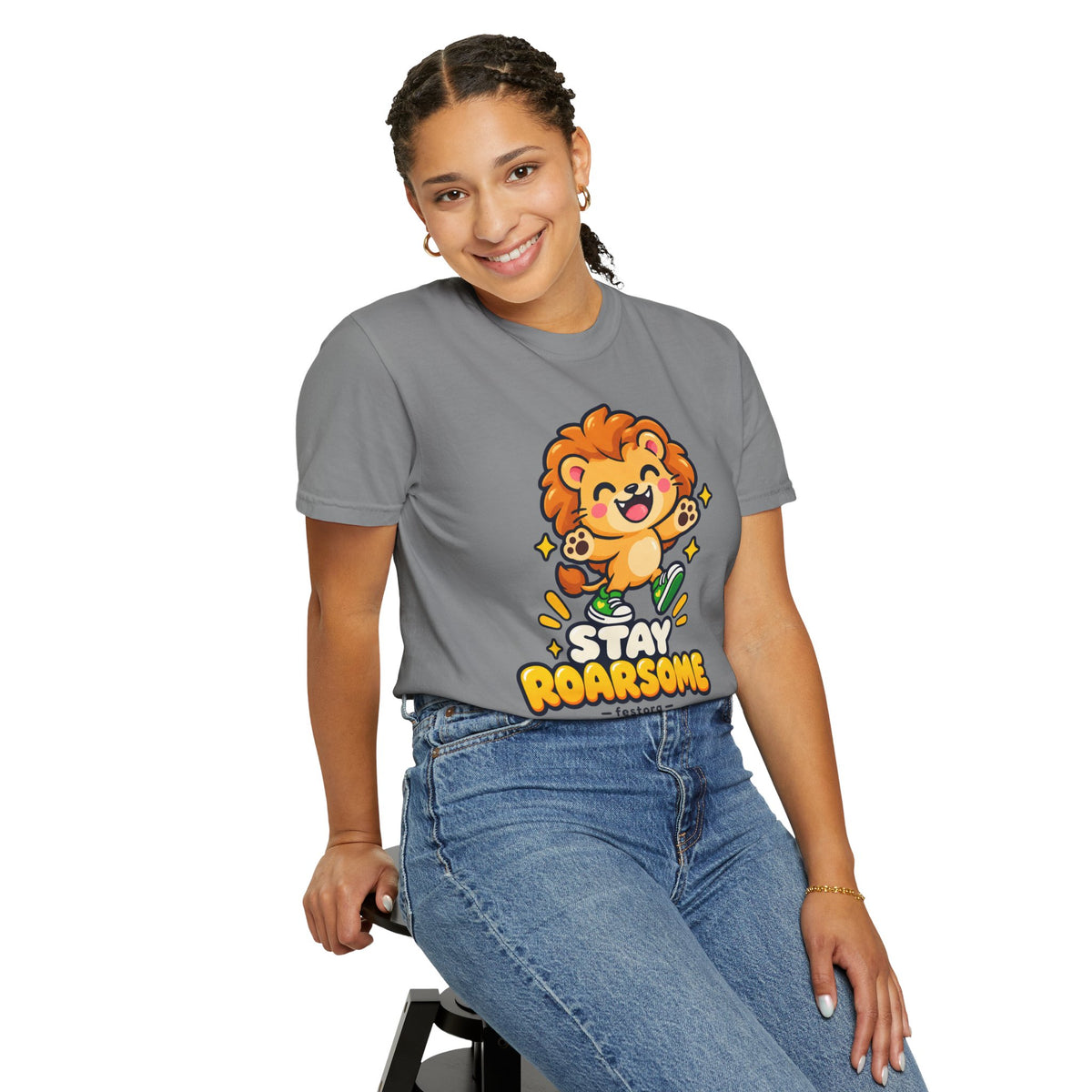 Stay Roarsome – Cute Happy Lion Graphic T-Shirt