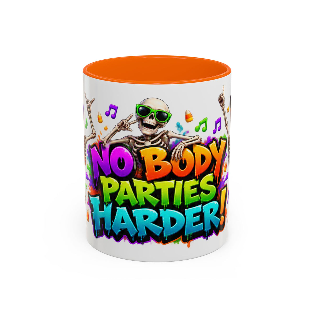 No Body Parties Harder Halloween Skeleton Party White Mug