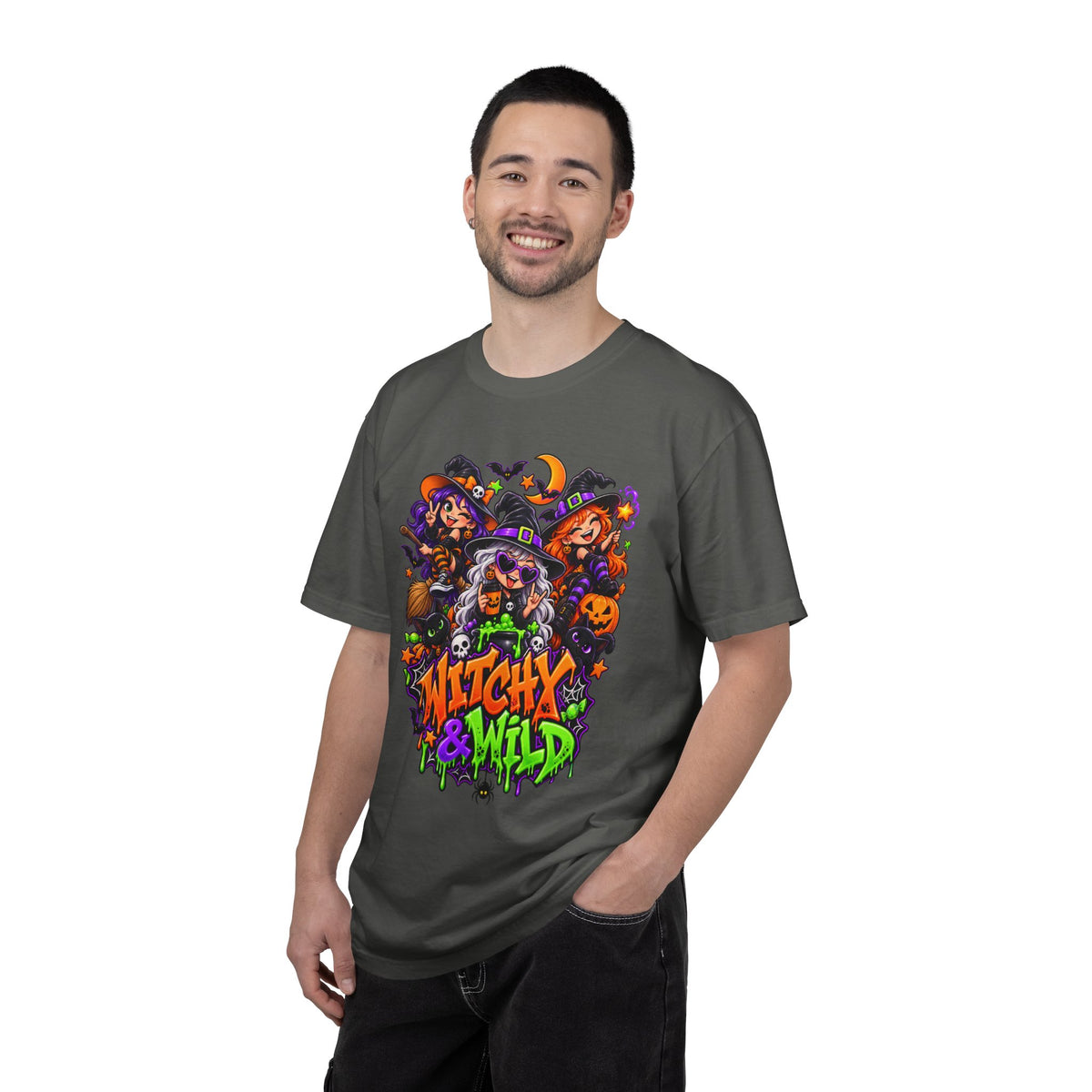 Witchy & Wild – Halloween Witch Crew Graphic T-Shirt