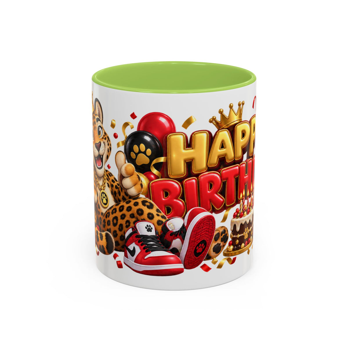 Title: Happy Birthday Jaguar Mug – Colorful 3D Birthday Gift – White Coffee Mug