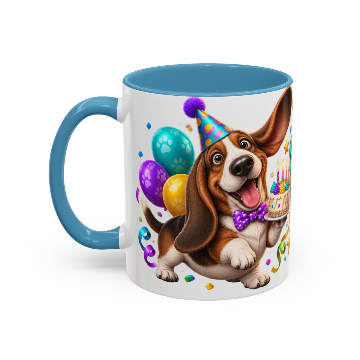 Short Legs Big Birthday Energy Basset Hound White Mug