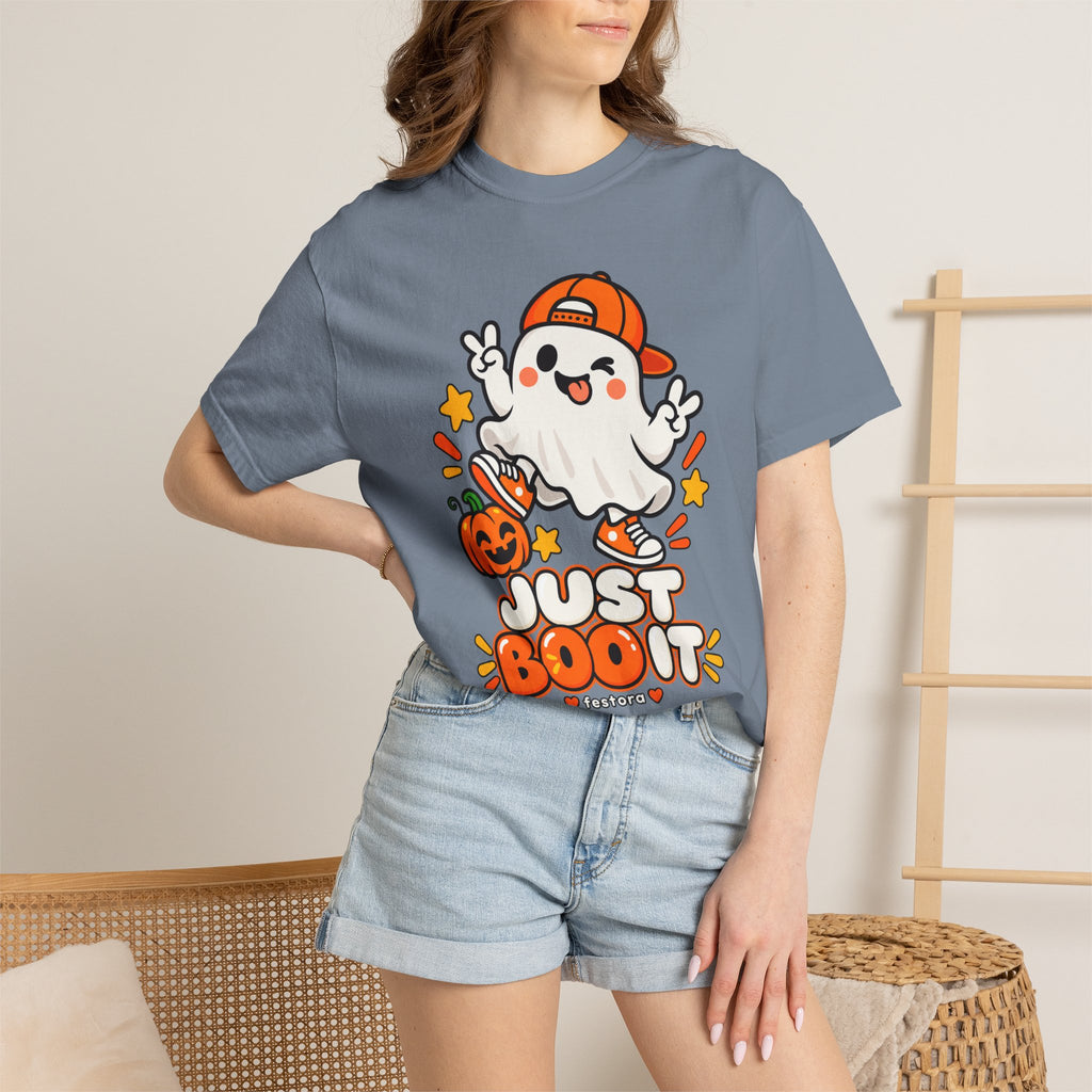 Just Boo It Halloween T-Shirt | Cute Skater Ghost Graphic Tee