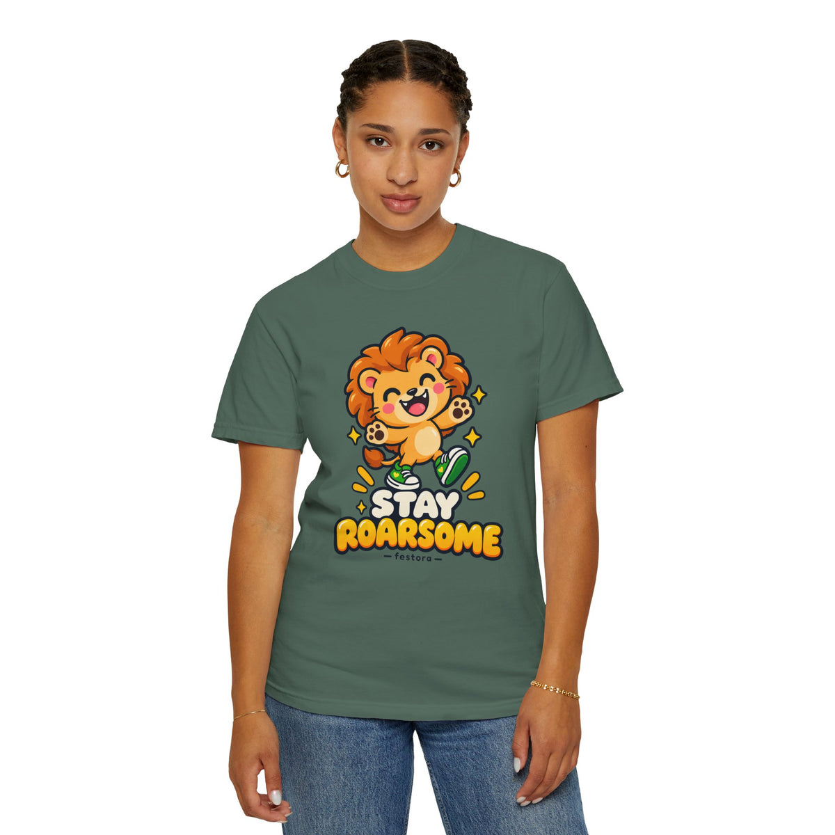 Stay Roarsome – Cute Happy Lion Graphic T-Shirt