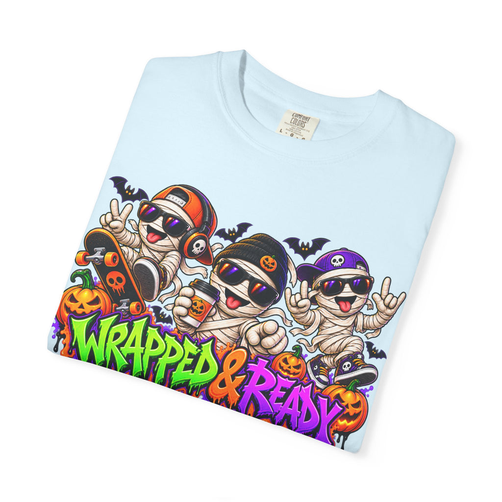 Wrapped & Ready – Halloween Mummy Crew Graphic T-Shirt