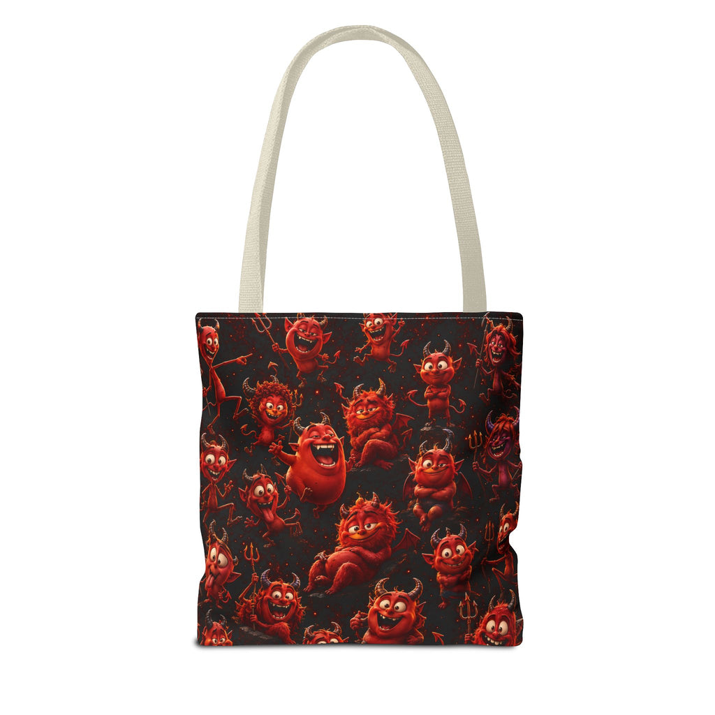 Funny Red Devils Tote Bag - Cute Mischievous Demon All-Over Print