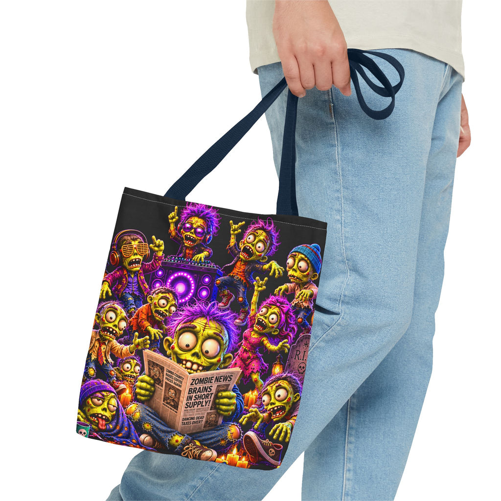 FestoraShop Funny Zombies Tote Bag - Cute 3D Halloween Zombie Reading Design