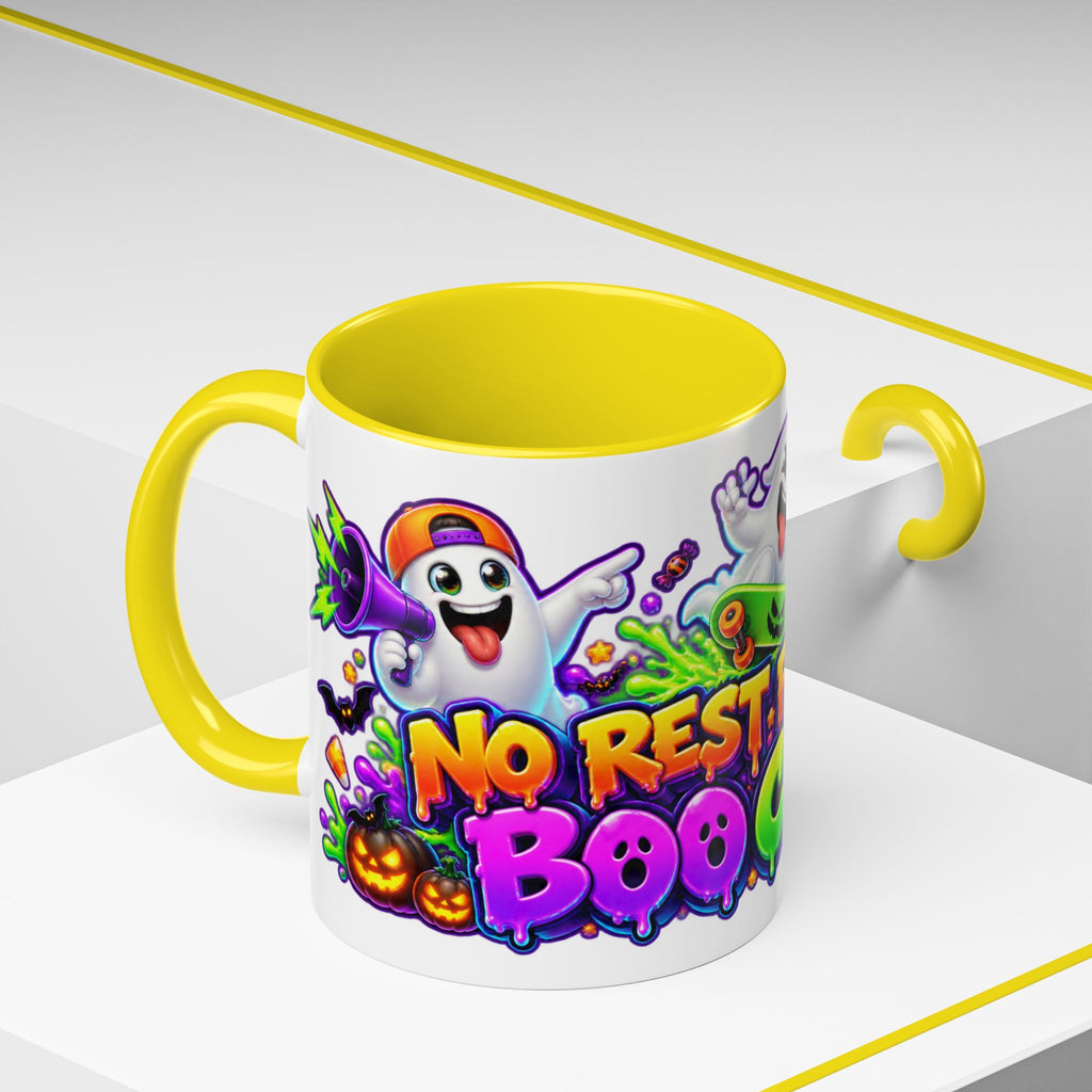 No Rest for the Boo Crew Crazy Ghosts Halloween White Mug