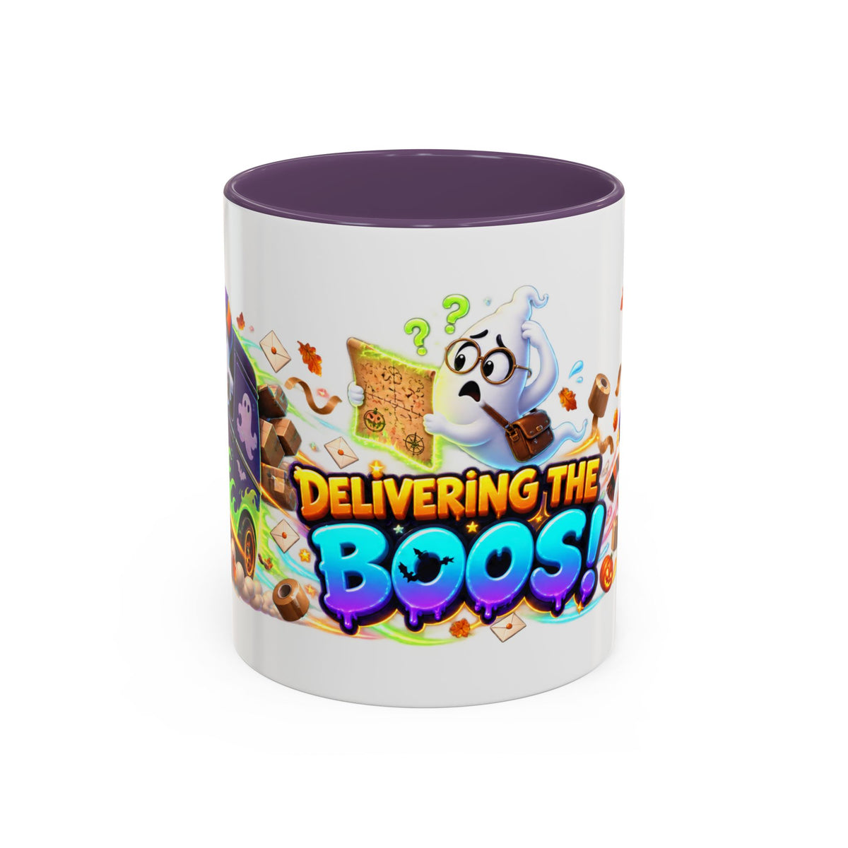 Delivering the Boos Ghost Delivery Halloween White Mug