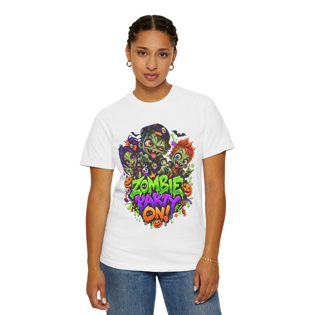 Zombie Party On! – Halloween Zombie Crew Graphic T-Shirt