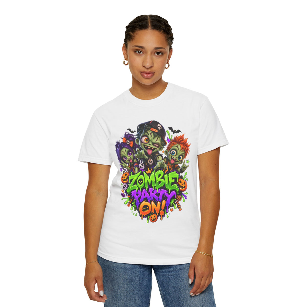 Zombie Party On! – Halloween Zombie Crew Graphic T-Shirt