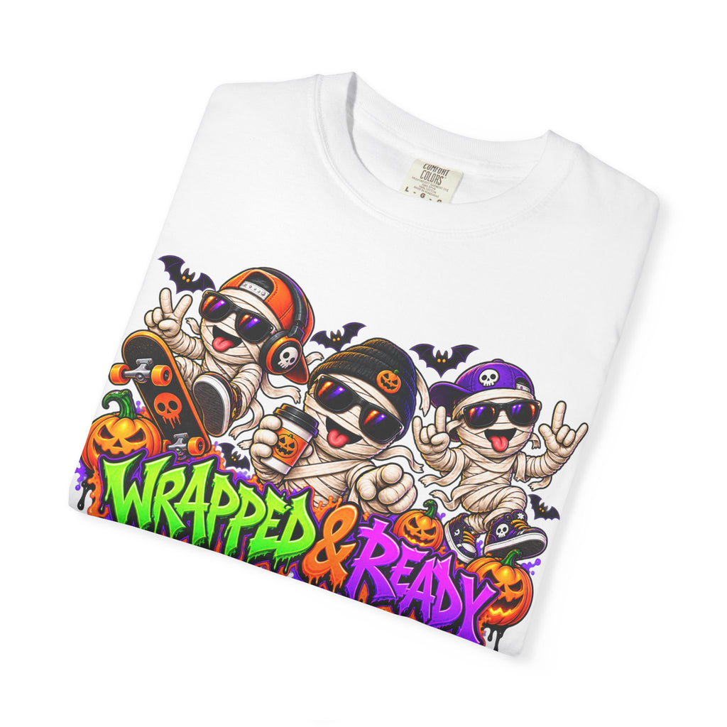 Wrapped & Ready – Halloween Mummy Crew Graphic T-Shirt