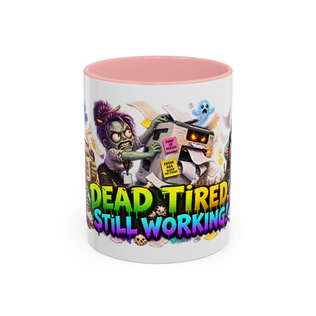 Dead Tired Still Working Zombie Office Halloween White Mug