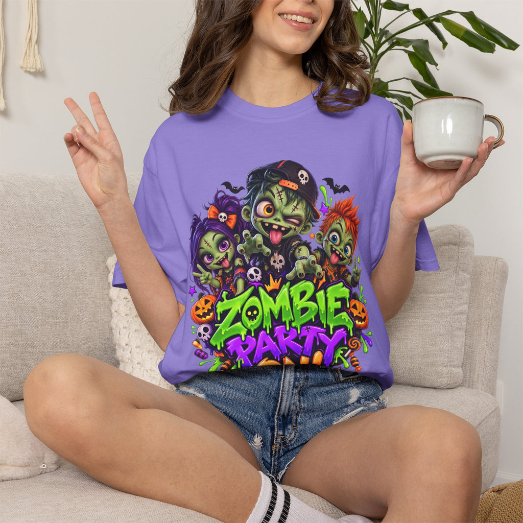 Zombie Party On! – Halloween Zombie Crew Graphic T-Shirt