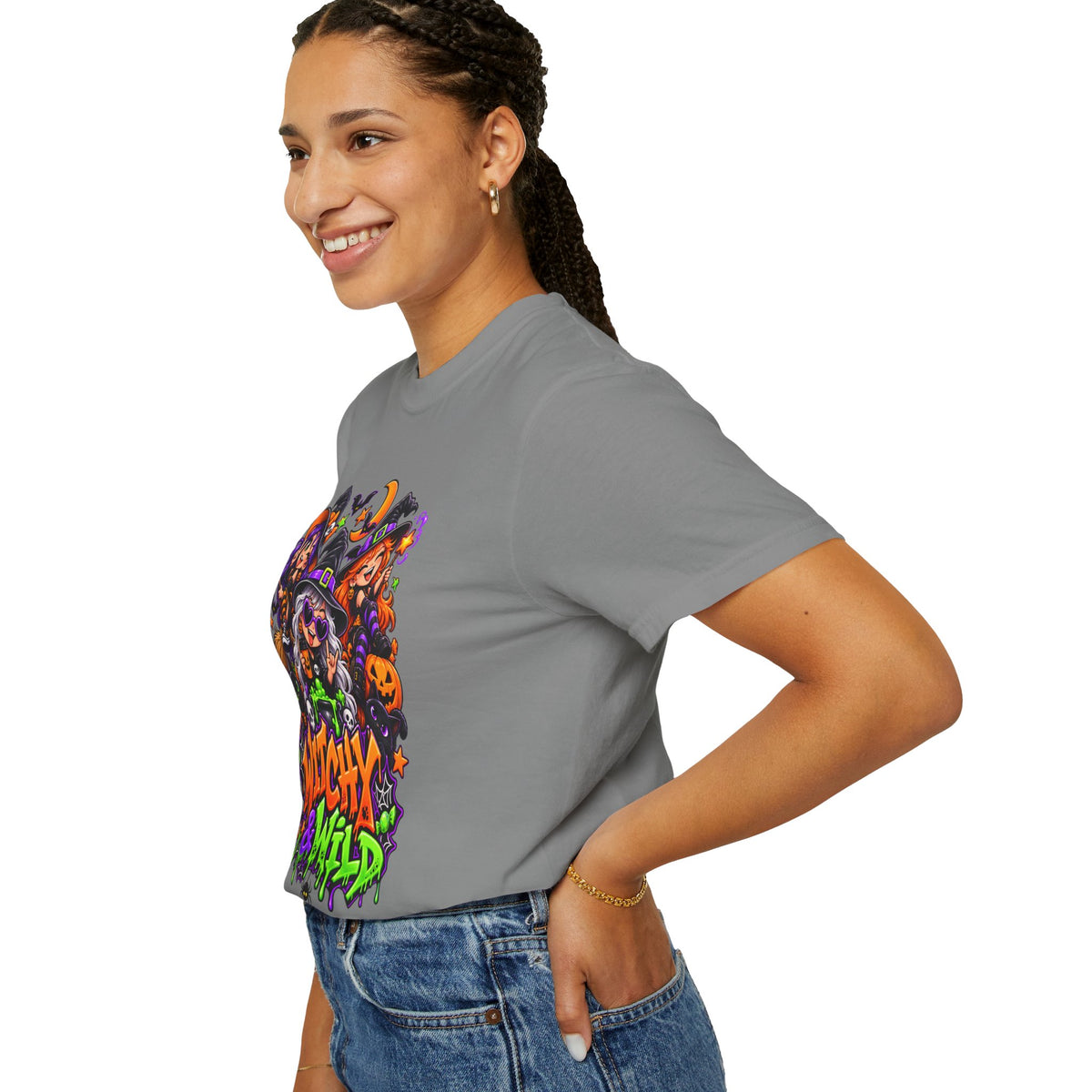 Witchy & Wild – Halloween Witch Crew Graphic T-Shirt