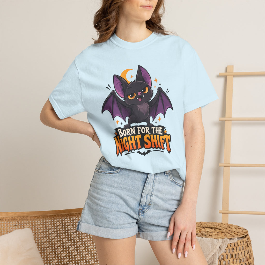 Born for the Night Shift – Cute Halloween Bat T-Shirt