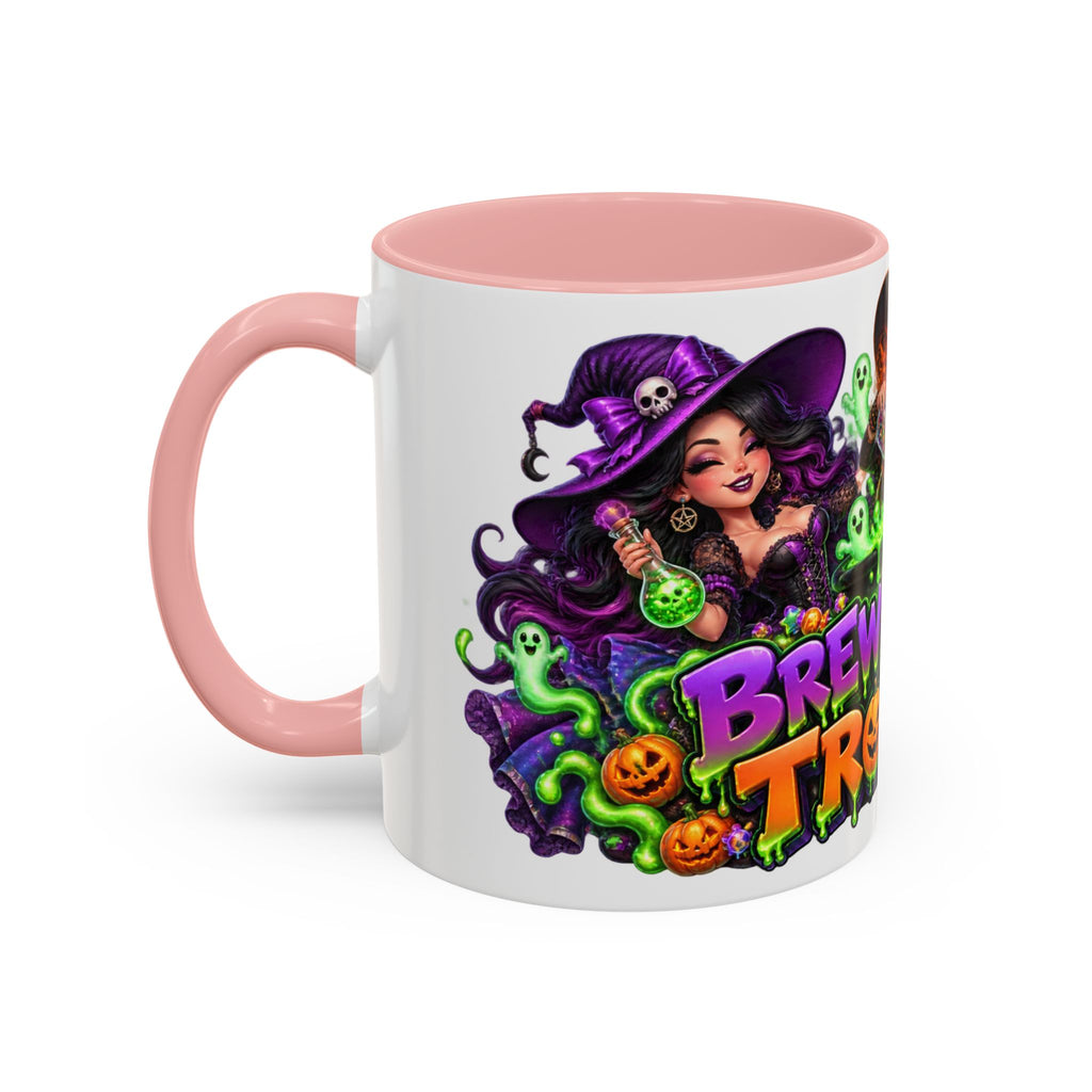Brewing Up Trouble Witches Halloween White Mug