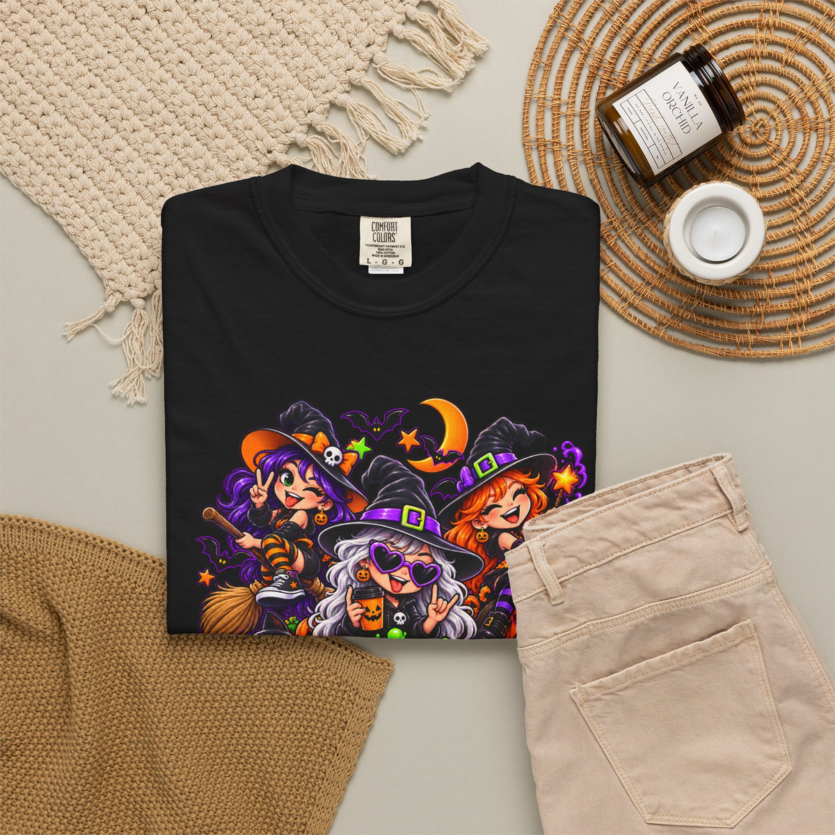 Witchy & Wild – Halloween Witch Crew Graphic T-Shirt
