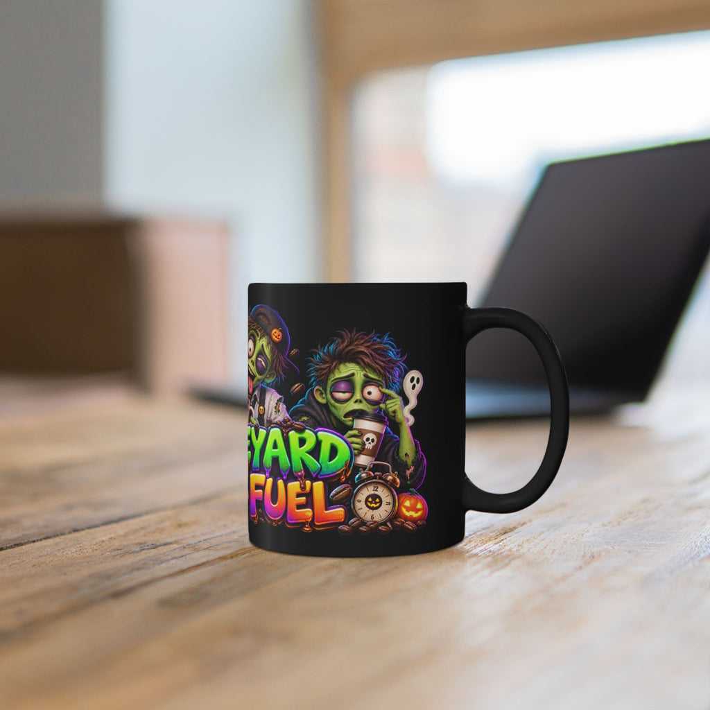 Graveyard Shift Fuel Coffee Zombies Halloween Black Mug