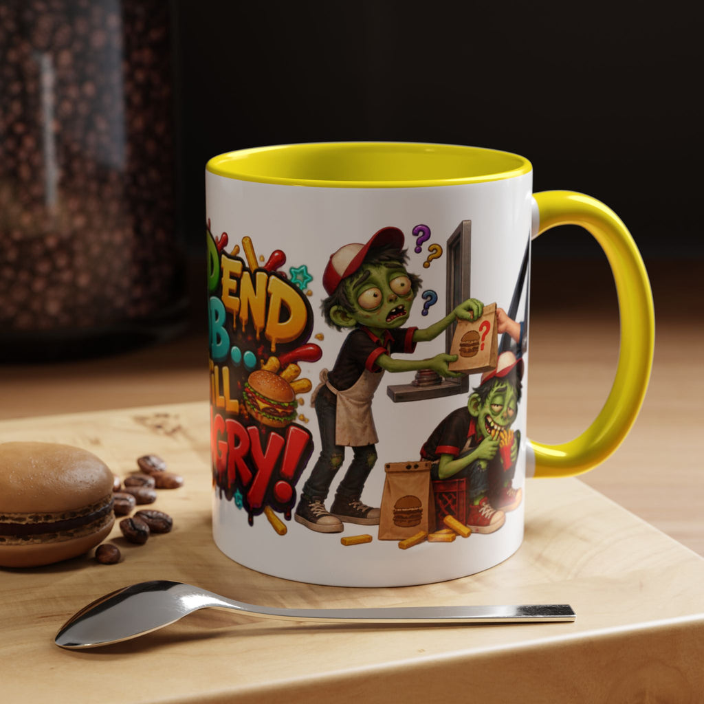 Dead End Job Still Hungry Funny Zombie Halloween White Mug