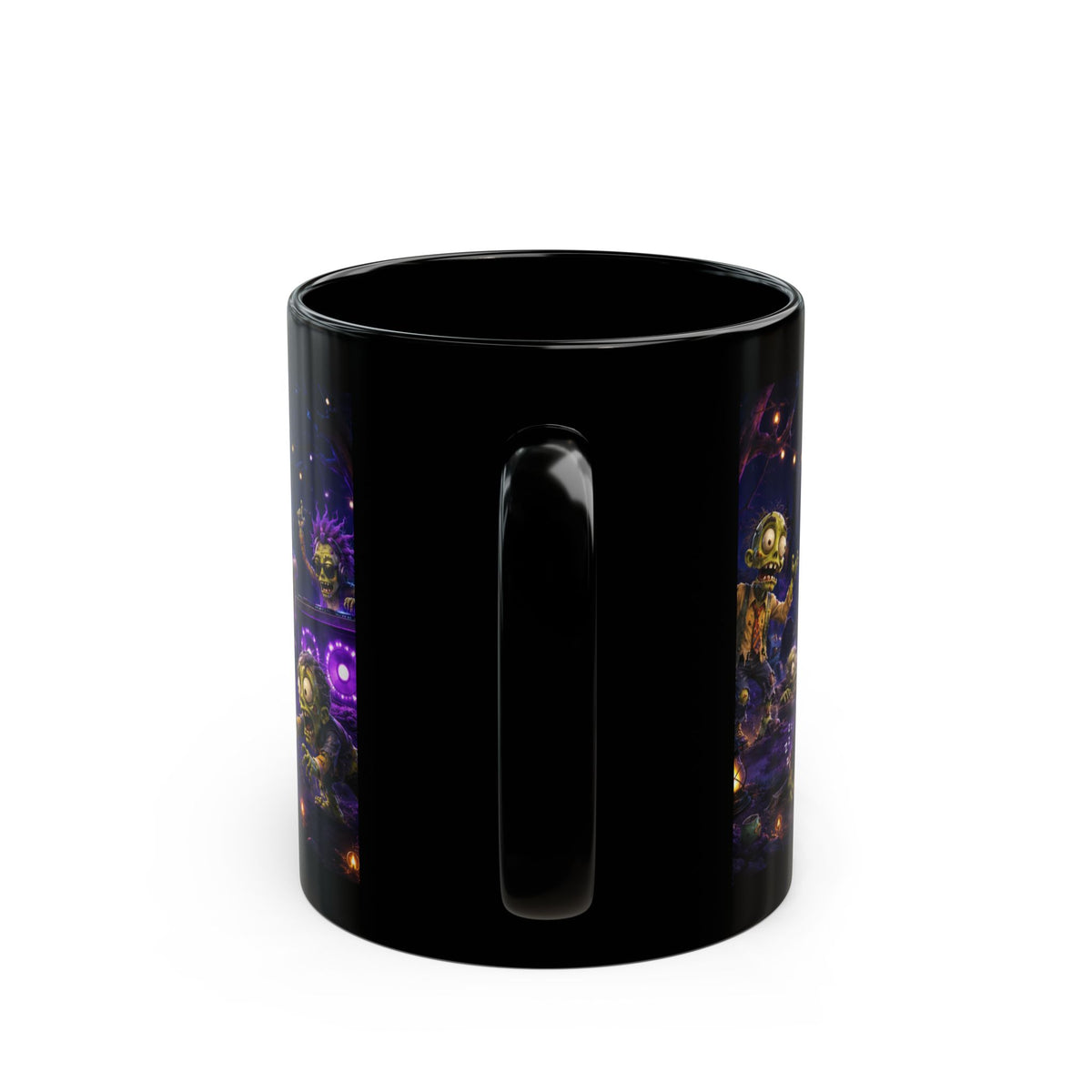 Funny Zombie Night Black Mug — Cute Moonlit Halloween Coffee Cup (11oz/15oz)