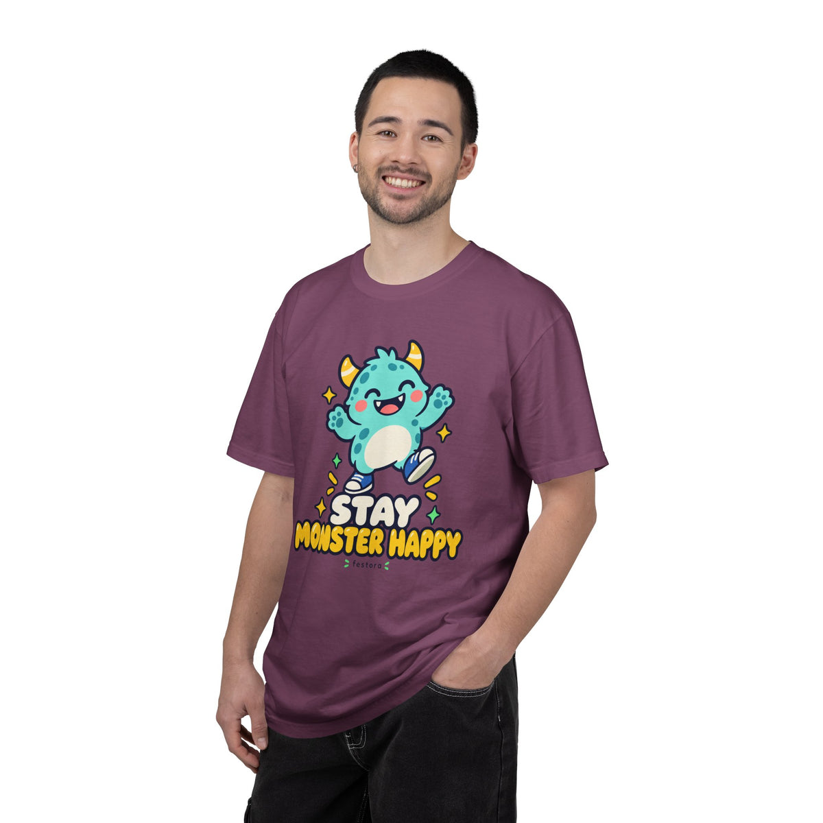 Stay Monster Happy – Cute Monster Graphic T-Shirt