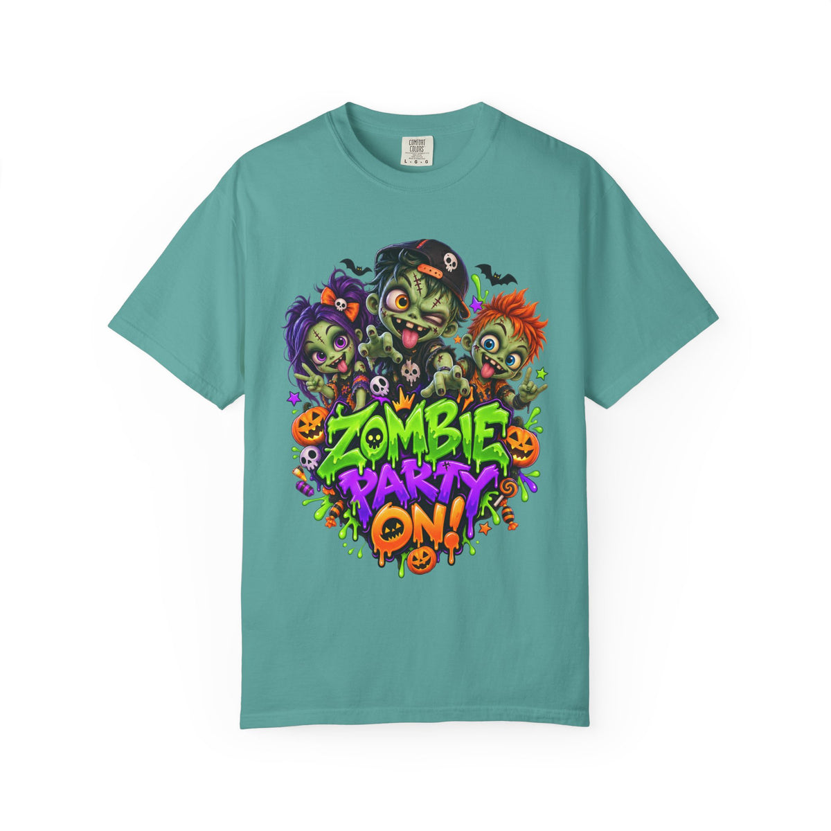 Zombie Party On! – Halloween Zombie Crew Graphic T-Shirt