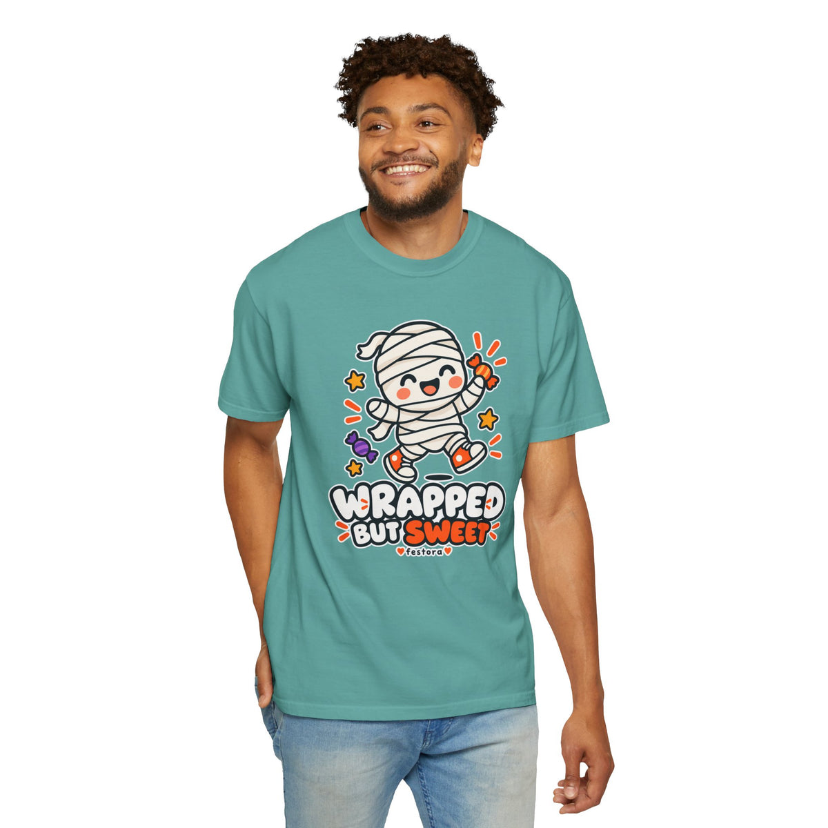 Wrapped but Sweet Halloween T-Shirt | Cute Mummy Graphic Tee