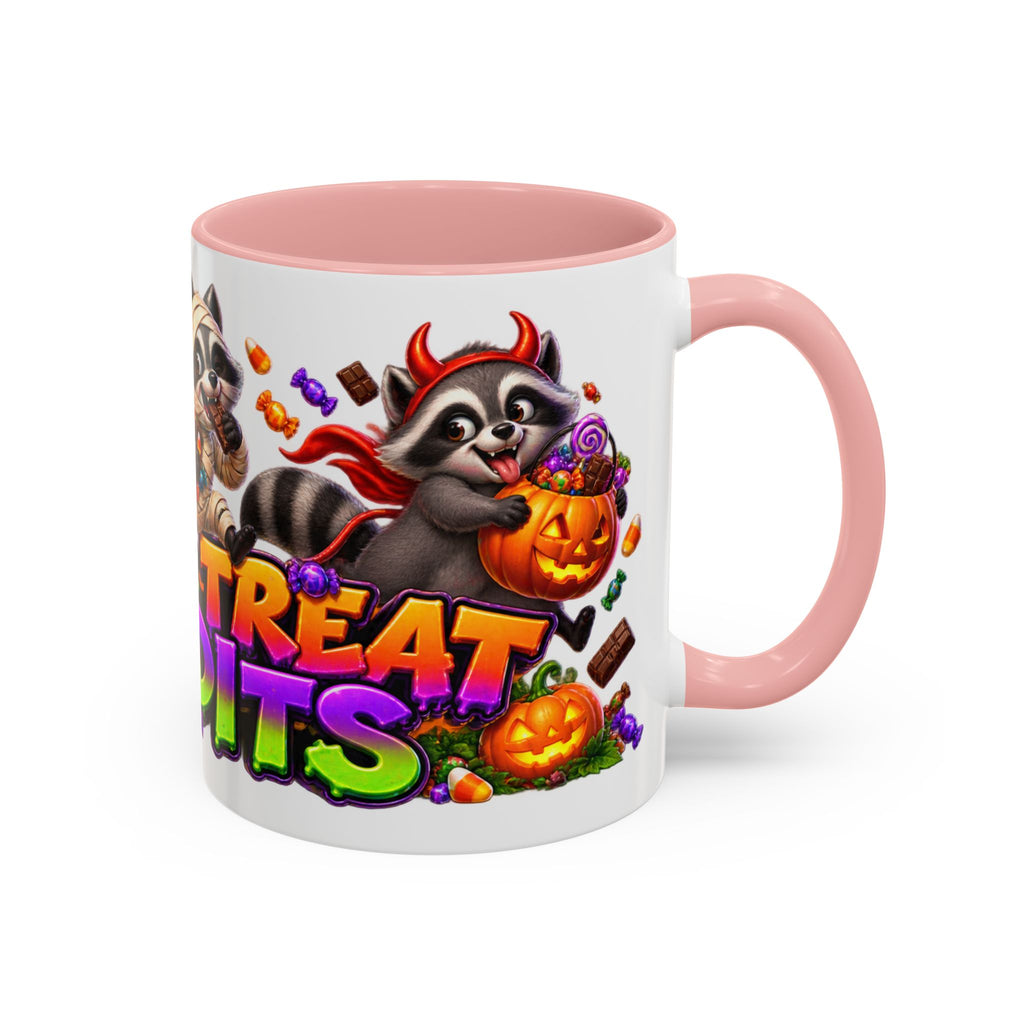 Trick or Treat Bandits Raccoons Halloween White Mug
