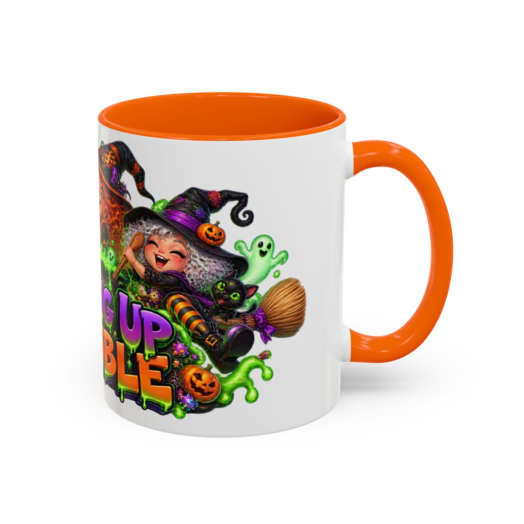 Brewing Up Trouble Witches Halloween White Mug