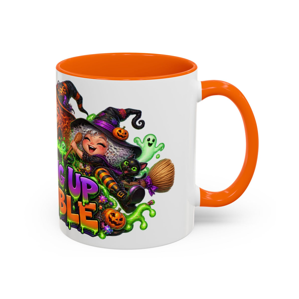 Brewing Up Trouble Witches Halloween White Mug