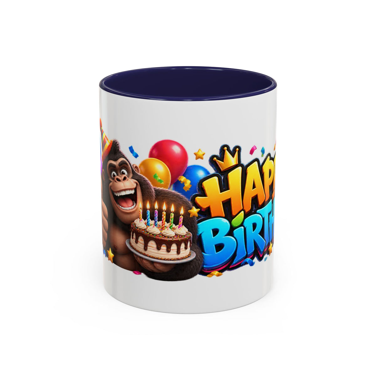 Gorilla Happy Birthday Mug - Colorful 3D Celebration Design
