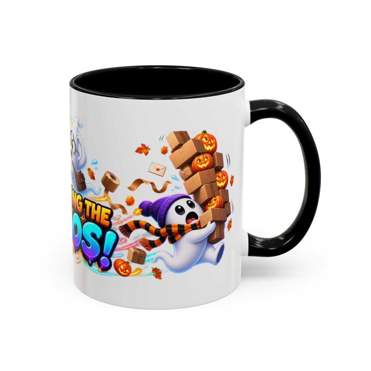Delivering the Boos Ghost Delivery Halloween White Mug