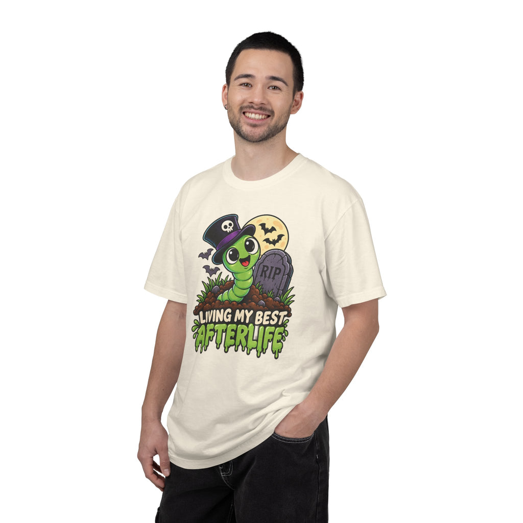 Living My Best Afterlife – Cute Halloween Graveyard Worm T-Shirt